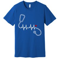 Nurse Heartbeat Clothing Gift Nurse Stethoscope Heart Gift Premium T-Shirt