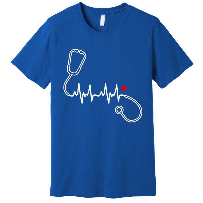 Nurse Heartbeat Clothing Gift Nurse Stethoscope Heart Gift Premium T-Shirt