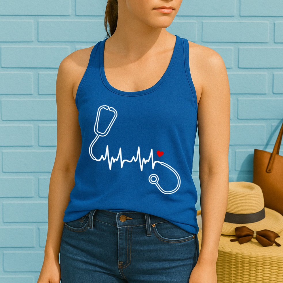 Nurse Heartbeat Clothing Gift Nurse Stethoscope Heart Gift Womens Tank Top