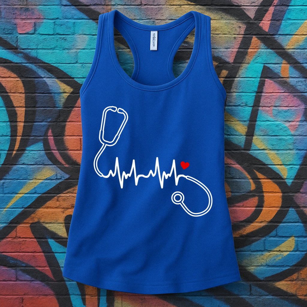 Nurse Heartbeat Clothing Gift Nurse Stethoscope Heart Gift Womens Tank Top