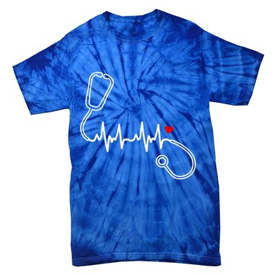 Nurse Heartbeat Clothing Gift Nurse Stethoscope Heart Gift Tie-Dye T-Shirt