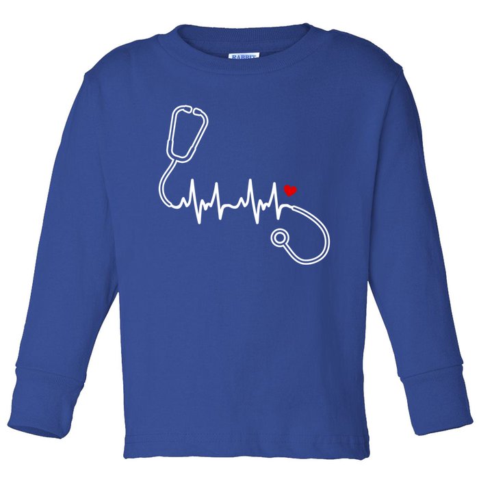 Nurse Heartbeat Clothing Gift Nurse Stethoscope Heart Gift Toddler Long Sleeve Shirt