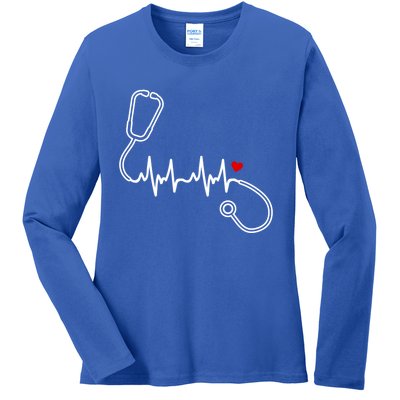 Nurse Heartbeat Clothing Gift Nurse Stethoscope Heart Gift Ladies Long Sleeve Shirt