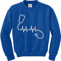 Nurse Heartbeat Clothing Gift Nurse Stethoscope Heart Gift Kids Sweatshirt