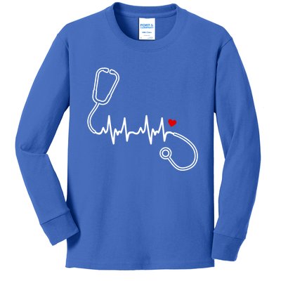 Nurse Heartbeat Clothing Gift Nurse Stethoscope Heart Gift Kids Long Sleeve Shirt