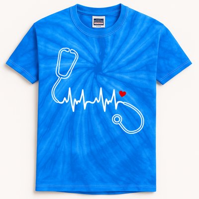 Nurse Heartbeat Clothing Gift Nurse Stethoscope Heart Gift Kids Tie-Dye T-Shirt