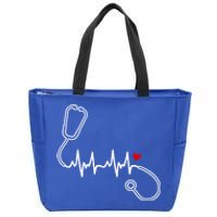 Nurse Heartbeat Clothing Gift Nurse Stethoscope Heart Gift Zip Tote Bag