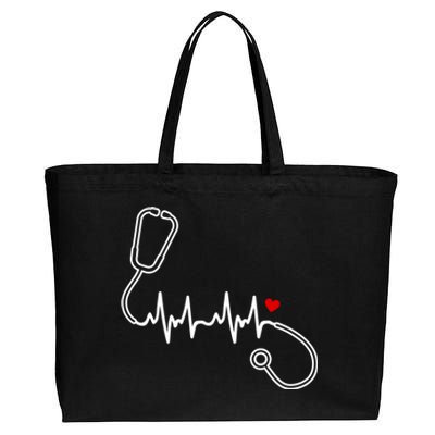 Nurse Heartbeat Clothing Gift Nurse Stethoscope Heart Gift Cotton Canvas Jumbo Tote