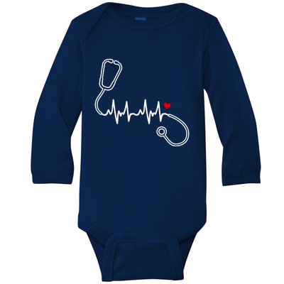 Nurse Heartbeat Clothing Gift Nurse Stethoscope Heart Gift Baby Long Sleeve Bodysuit