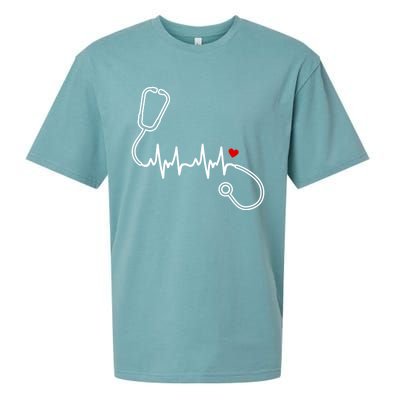 Nurse Heartbeat Clothing Gift Nurse Stethoscope Heart Gift Sueded Cloud Jersey T-Shirt