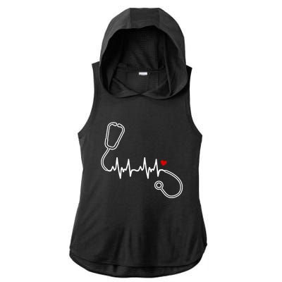 Nurse Heartbeat Clothing Gift Nurse Stethoscope Heart Gift Ladies PosiCharge Tri-Blend Wicking Draft Hoodie Tank