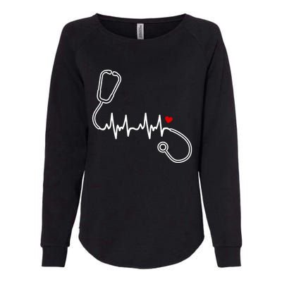 Nurse Heartbeat Clothing Gift Nurse Stethoscope Heart Gift Womens California Wash Sweatshirt