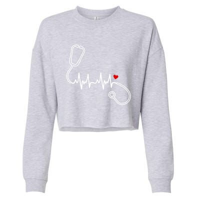 Nurse Heartbeat Clothing Gift Nurse Stethoscope Heart Gift Cropped Pullover Crew