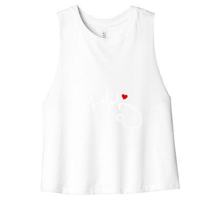 Nurse Heartbeat Clothing Gift Nurse Stethoscope Heart Gift Women's Racerback Cropped Tank