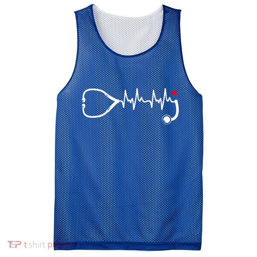 Nurse Heartbeat Clothing Stethoscope Heart Student Nurse Mesh Reversible Basketball Jersey Tank