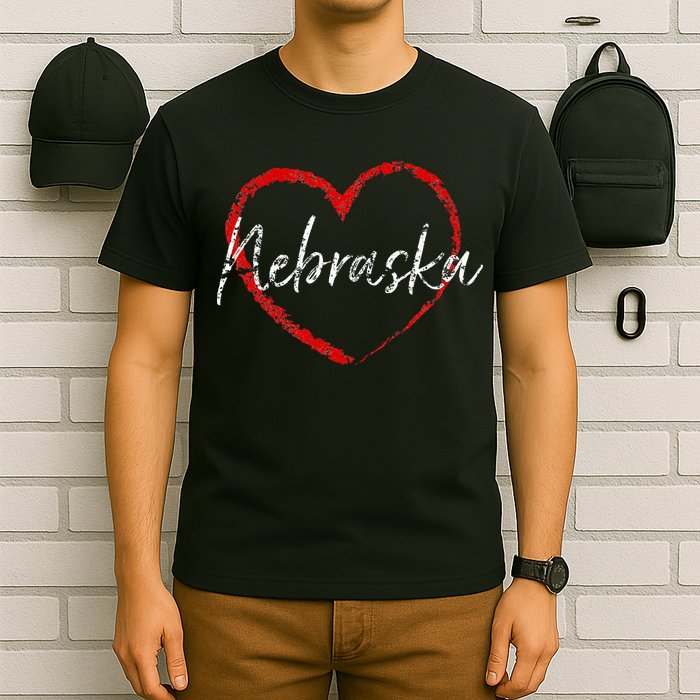 Nebraska Heart Cute Ladies Mom Gift T-Shirt