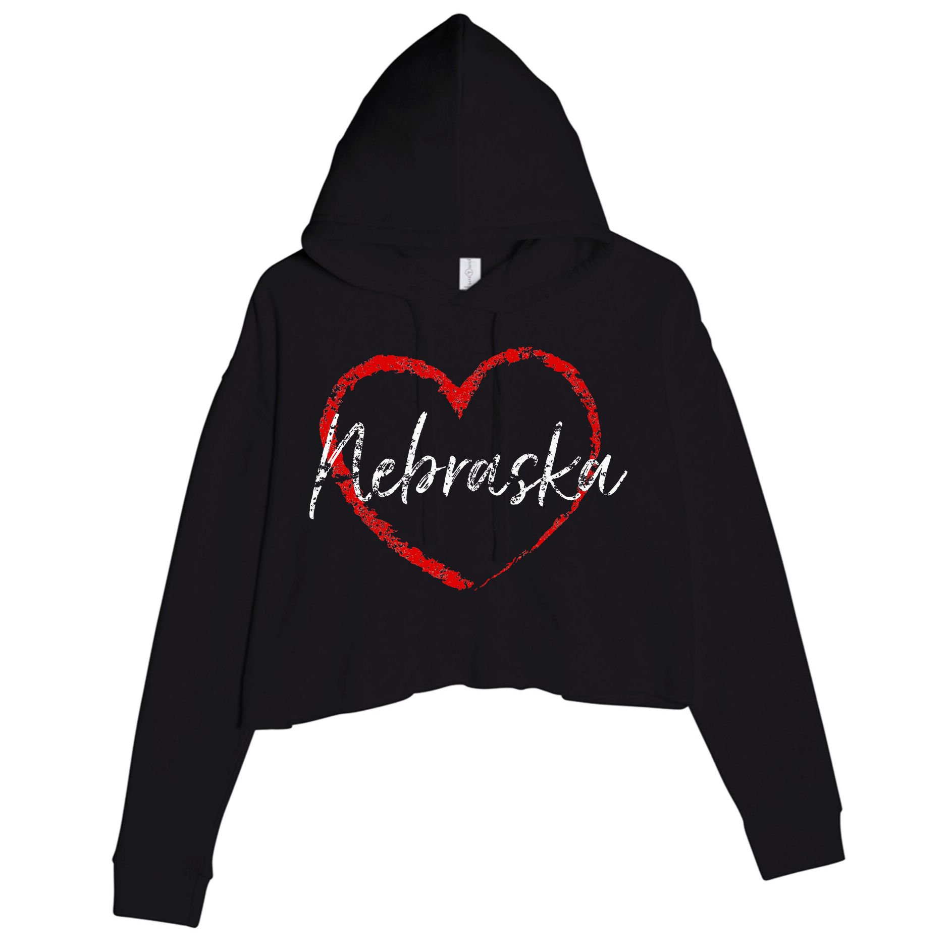 Nebraska Heart Cute Ladies Mom Gift Crop Fleece Hoodie
