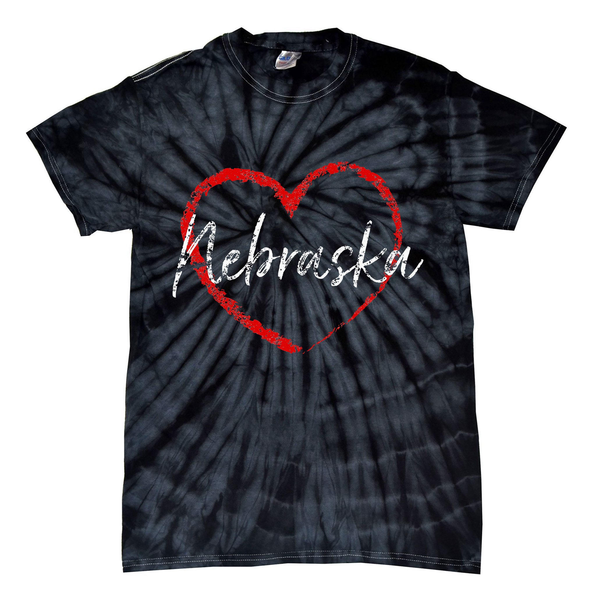 Nebraska Heart Cute Ladies Mom Gift Tie-Dye T-Shirt