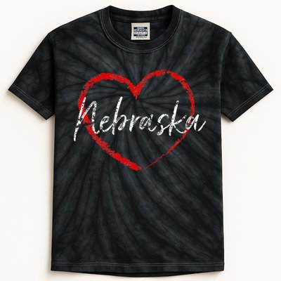 Nebraska Heart Cute Ladies Mom Gift Kids Tie-Dye T-Shirt