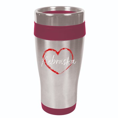 Nebraska Heart Cute Ladies Mom Gift 16oz Travel Tumbler