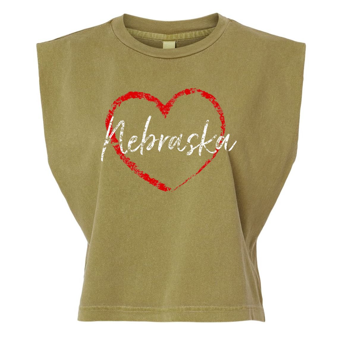 Nebraska Heart Cute Ladies Mom Gift Garment-Dyed Women's Muscle Tee