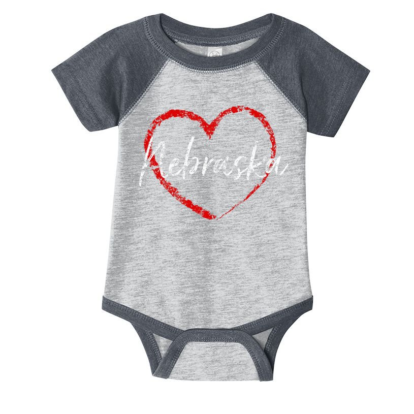 Nebraska Heart Cute Ladies Mom Gift Infant Baby Jersey Bodysuit