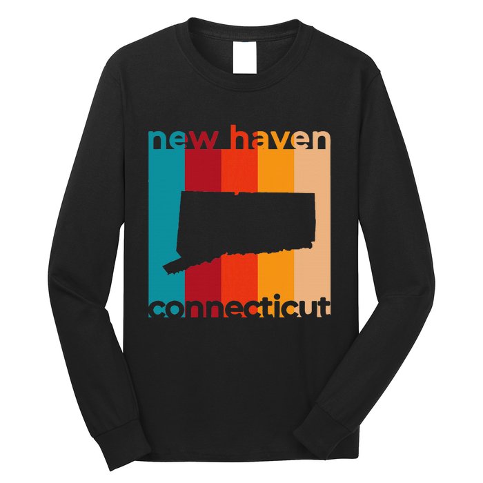 New Haven Connecticut Retro Cutout Ct Souvenir Long Sleeve Shirt