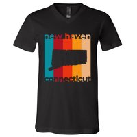 New Haven Connecticut Retro Cutout Ct Souvenir V-Neck T-Shirt