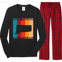 New Haven Connecticut Retro Cutout Ct Souvenir Long Sleeve Pajama Set