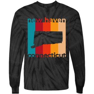 New Haven Connecticut Retro Cutout Ct Souvenir Tie-Dye Long Sleeve Shirt