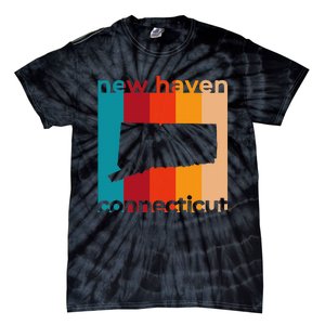 New Haven Connecticut Retro Cutout Ct Souvenir Tie-Dye T-Shirt