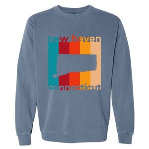 New Haven Connecticut Retro Cutout Ct Souvenir Garment-Dyed Sweatshirt