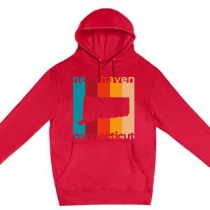 New Haven Connecticut Retro Cutout Ct Souvenir Premium Pullover Hoodie