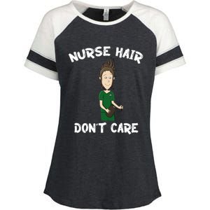 Nurse Hair Dont Care Funny Nursing Gift Enza Ladies Jersey Colorblock Tee