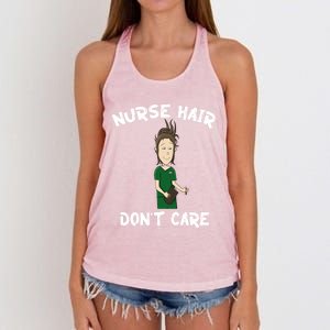 Nurse Hair Dont Care Funny Nursing Gift Women's Knotted Racerback Tank