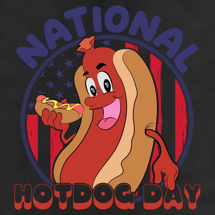 National Hot Dog Day 7 Panel Mesh Trucker Snapback Hat