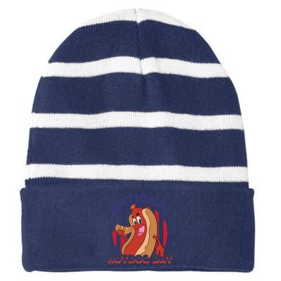 National Hot Dog Day Striped Beanie with Solid Band