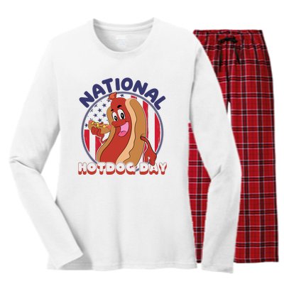 National Hot Dog Day Women's Long Sleeve Flannel Pajama Set 