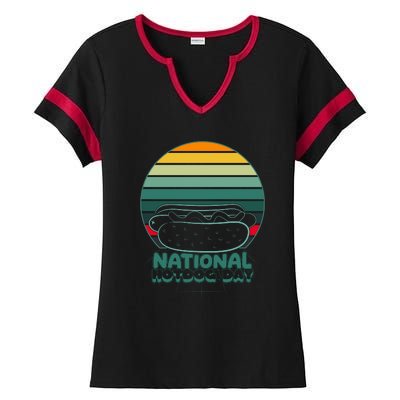 National Hot Dog Day Ladies Halftime Notch Neck Tee