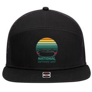 National Hot Dog Day 7 Panel Mesh Trucker Snapback Hat