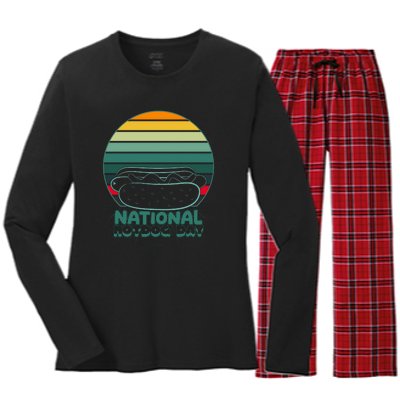 National Hot Dog Day Women's Long Sleeve Flannel Pajama Set 