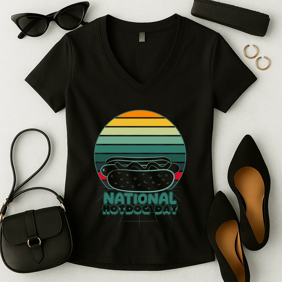 National Hot Dog Day Women's V-Neck T-Shirt