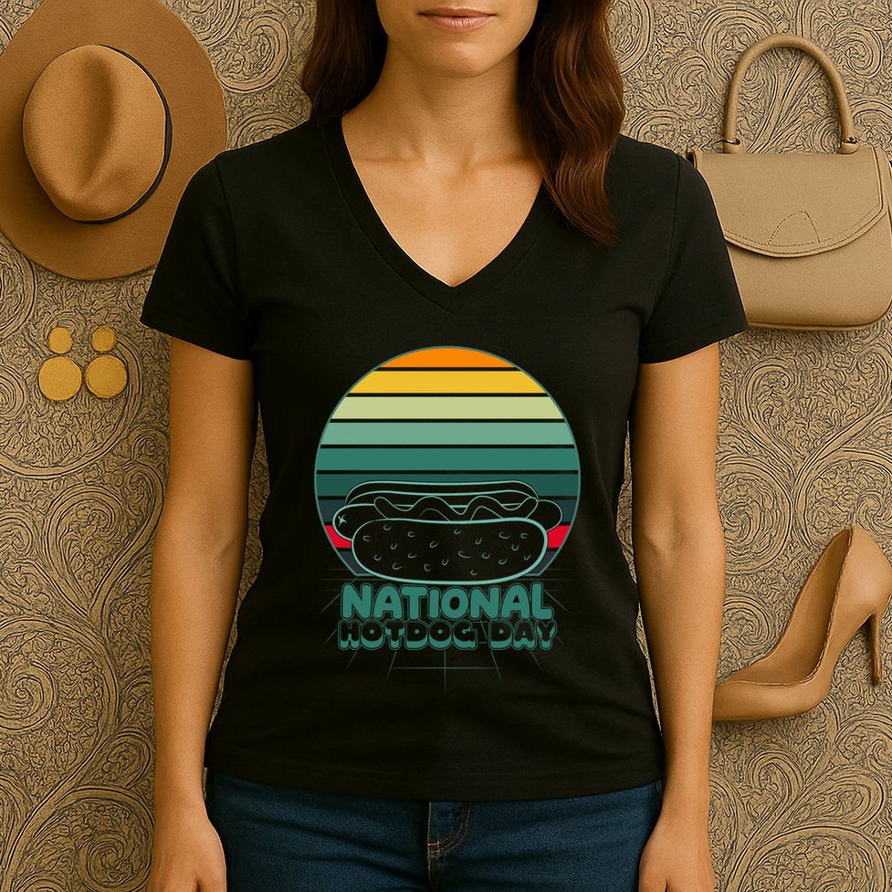National Hot Dog Day Women's V-Neck T-Shirt