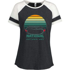 National Hot Dog Day Enza Ladies Jersey Colorblock Tee