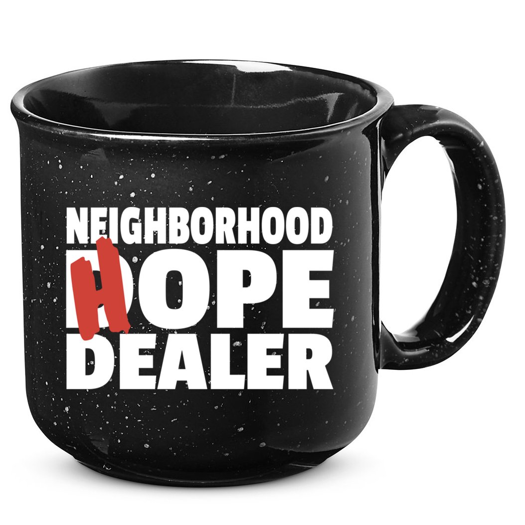 Neighborhood Hope Dope Dealer AA NA Recovery 12 Step Sponsor 15oz Campfire Ceramic Mug