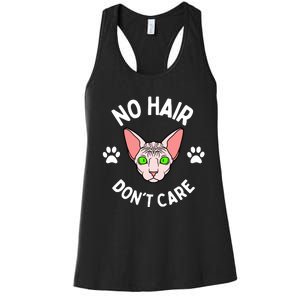 No Hair Dont Care Sphynx Cat Cat Sayings Women's Racerback Tank