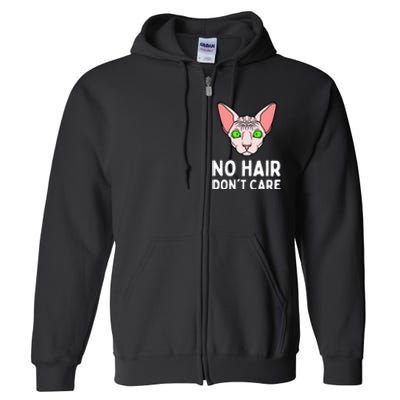 No Hair Dont Care Sphynx Cat Full Zip Hoodie