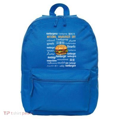 National Hamburger Day American Foods Various Languages Funny Gift 16 in Basic Backpack