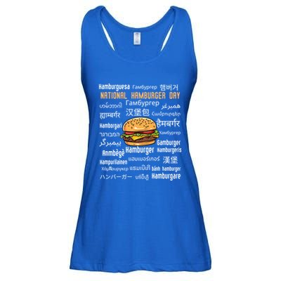 National Hamburger Day American Foods Various Languages Cute Gift Ladies Essential Flowy Tank