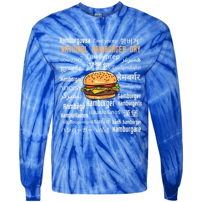 National Hamburger Day American Foods Various Languages Cute Gift Tie-Dye Long Sleeve Shirt